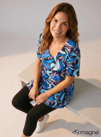 Short Sleeve A-lijn Shirt (B-9004-PRINT) T23011-Flowing Aqua