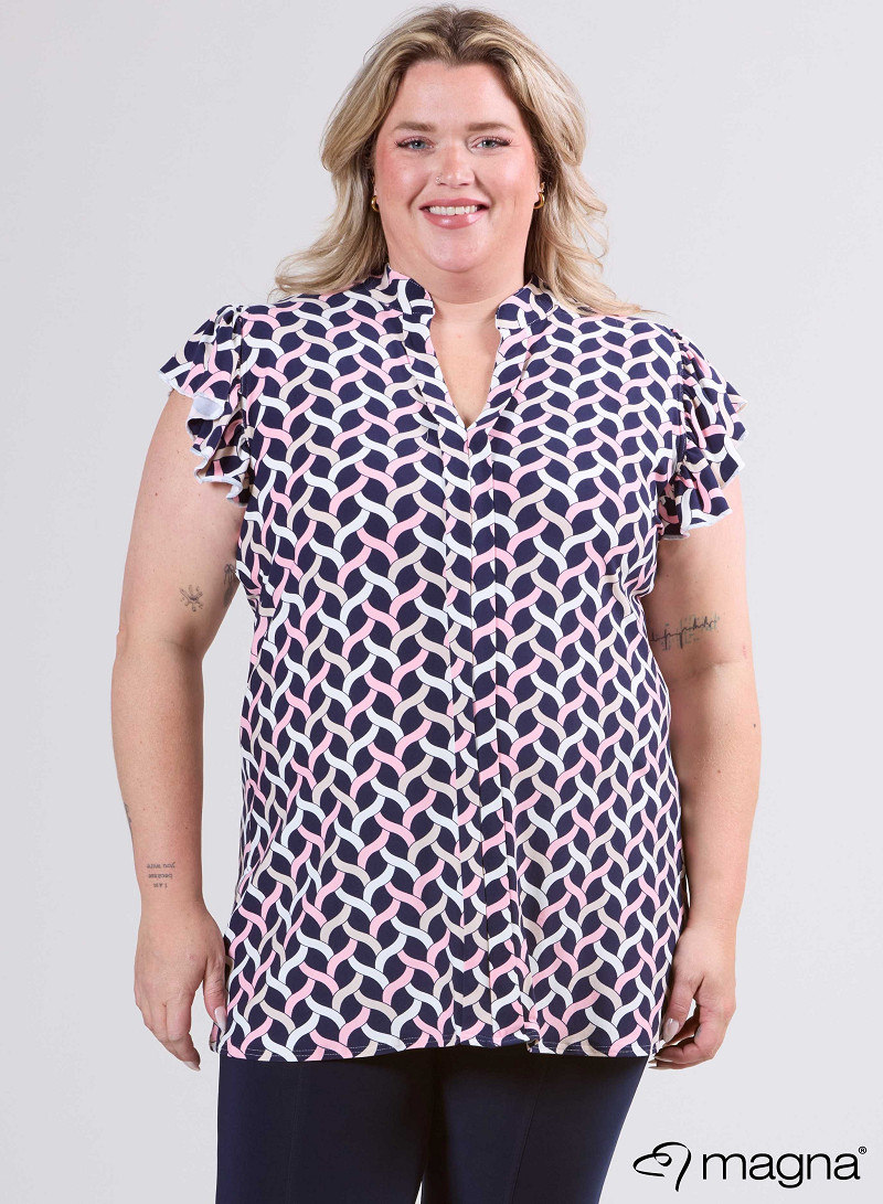 Sleeveless Frill Tunic (C-2305-PR) T72005-Woven Pink-Sand