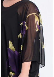 Poncho WINGS Chiffon Print Flower (M-0004-CHPRFL) 059-Dr.Paars