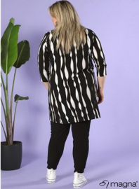 Tuniek met zakken (C-9003-LVIS-print) A41001-Wavey Black-White