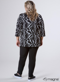 Comfy Button Flap Tunic (C-2504-PRINT) U33001-Simple Lines BW