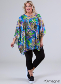 Poncho WINGS chiffon print (M-0004-CHP) V05060-Waves Blue-Green