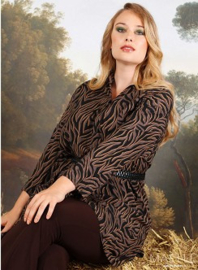 Buttoned Tunic (ME-TU-1005) Z26064-Zebra Dark Brown