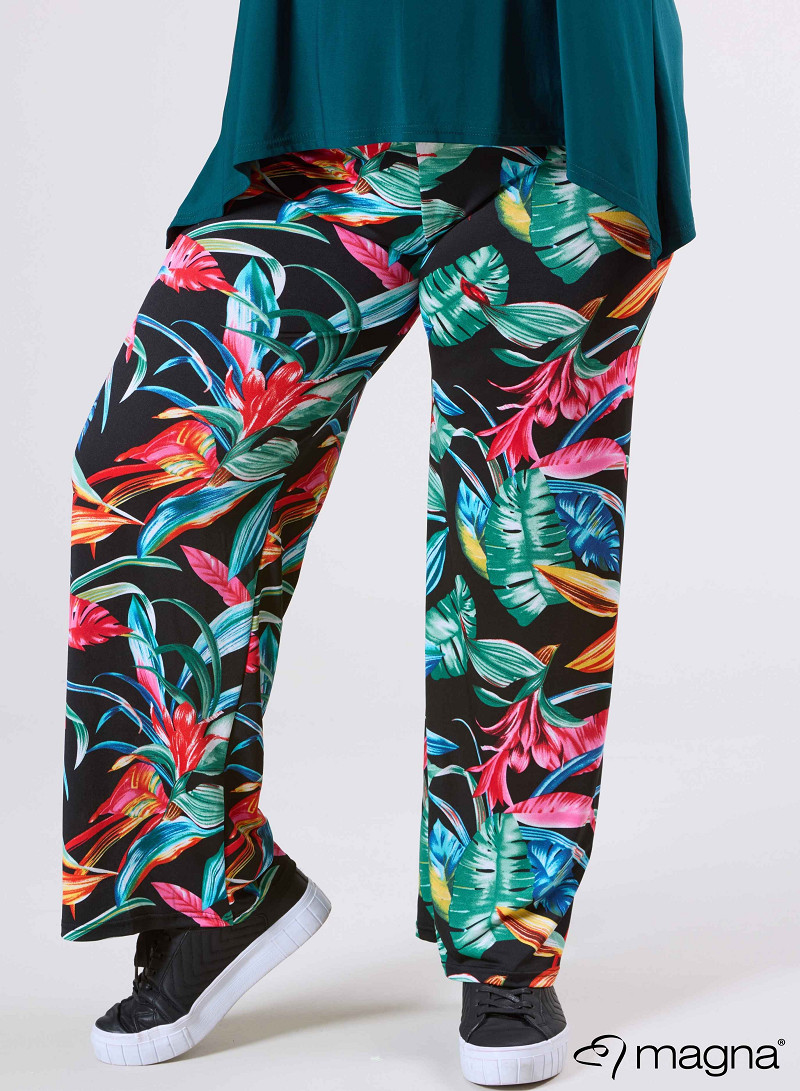 Broek Basic (D-03-PR) T68038-Big Leaves Green-Red