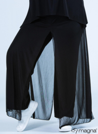 Broek Basic met chiffon laag(D-4003) 001-Zwart