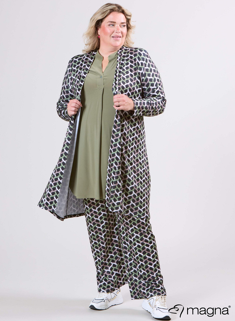 Open Front Loose Cardigan (N-2201-PRINT) T72080-Woven Sage Green-Sand
