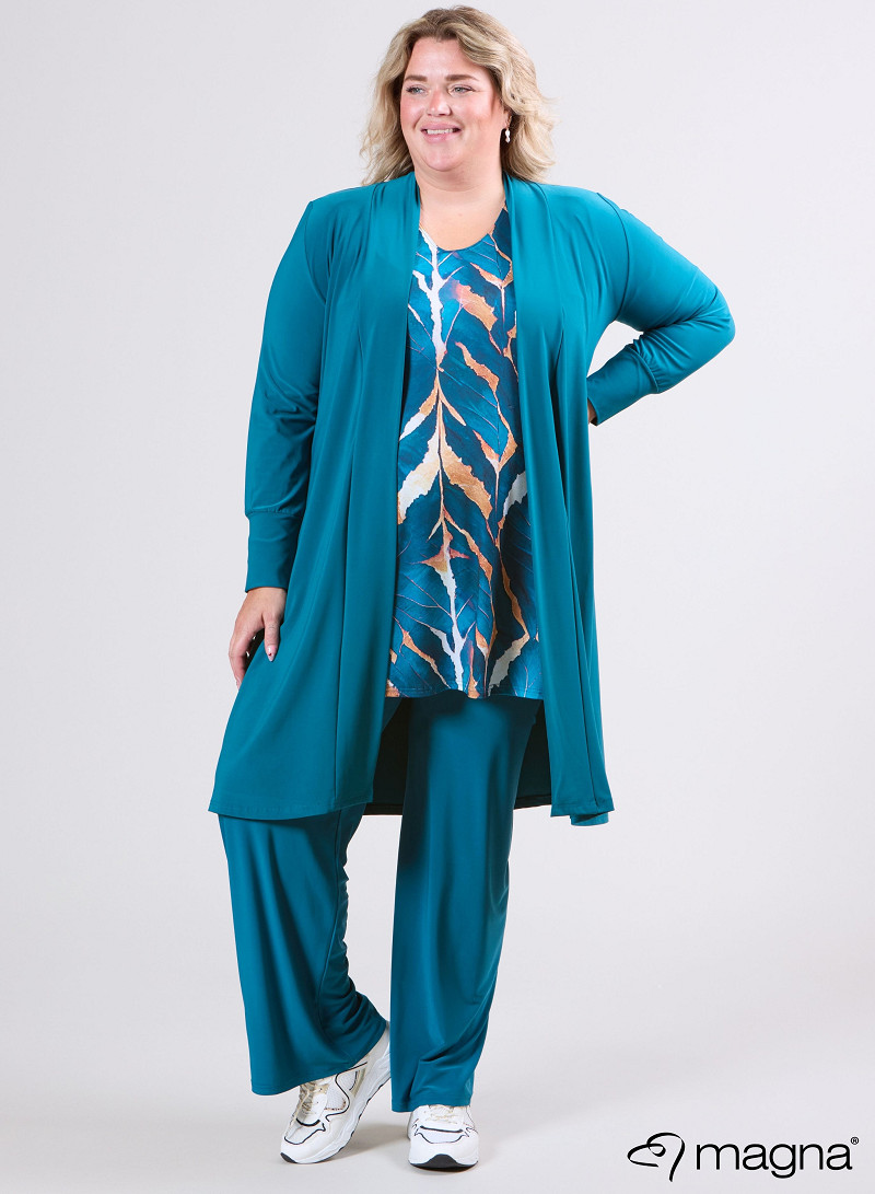 Open Front Loose Cardigan (N-2201) 048-Petrol