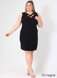 Crossed Detail Dress (C-9030) 001-Zwart