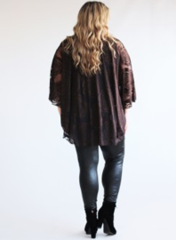 Poncho WINGS chiffon print Burnout Roses (M-0004-CHPR-BR) 064-Bruin