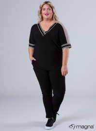 V-Neck Wide Trim Shirt (B-2422) V16001-Middel Wide Black