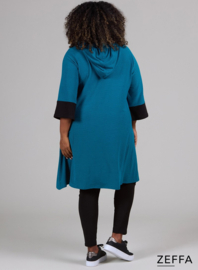 Oversized Long Hoody-Tunic (ZF-SW-1001-WFS) 048-Petrol