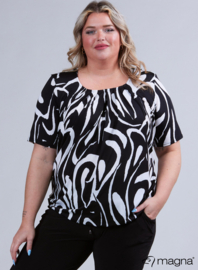 Short Sleeve Puffy Shirt (B-8018-PRINT) V71001-Swirl BW
