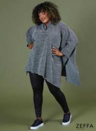 Oversized Tuniek/Ponncho (ZF-PO-1002-HVPK)  W08001-Textured BW