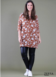 Simple Tunic  (ZF-TU-1005-BCHP) 002728-Flower Rust/Orange
