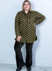 Oversized Button Down Blouse (ME-BL-1002-SFPR) X44031- Dots Green