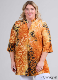 Flared Sleeves Relaxed Tunic (C-2503-MSH) U15019-Leopard Orange