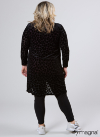 Open Front Loose Cardigan (N-2201-VVP) T35001-Flocked Block black