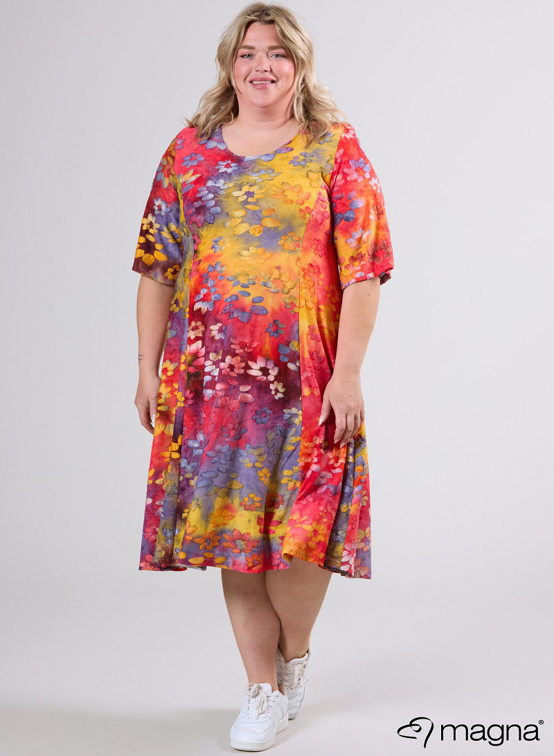 Long A-Line Dress (C-2513-MSH) T76076-Daisy Design Red-Yellow
