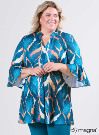 Flared Sleeves Relaxed Tunic (C-2503-PRINT) T69048-Autumn Leaves Petrol