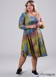 Long A-Line Tuniek-Dress (C-2130-MSH) U56008-Tie Dye Shapes Lime