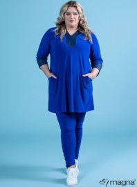 V-nek tuniek met print afwerking langs hals en mouwen (C-2220) 060-Royal Blue