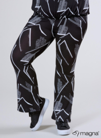 Relaxed Pocket Flared Pants (D-2403-PRINT) U30001-Triangle Sketch Black