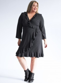 Wikkel Tuniek-Jurk  met rouche (N-8006-PR) 001001-Classic Polka Dot Blacke-White