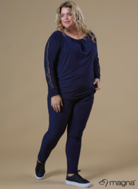 Lace Detailed Slowy Top (B-2319) 017-Marine