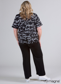 Flowy V-Neck Shirt (B-2103-PRINT) 435001-Letters BW