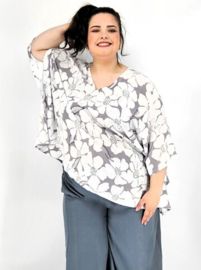 Blouse "LIGHT" 02-5175-TaupeWhiteFlwr