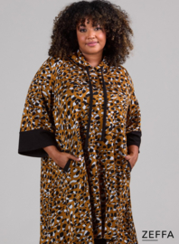 Oversized Long Hoody-Tunic (ZF-SW-1001-HVPN) U75065-Dotted Animal Ochre