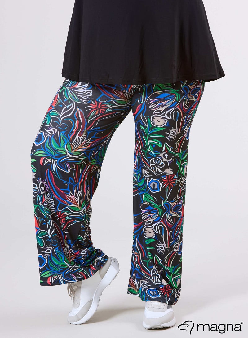 Broek Basic (D-03-PR) T66060-Multicolor Flower Blue