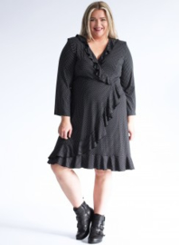 Wikkel Tuniek-Jurk  met rouche (N-8006-PR) 001001-Classic Polka Dot Blacke-White