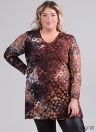Lange basic shirt (B-6004-MSH) U55064-Dots Brown-Black
