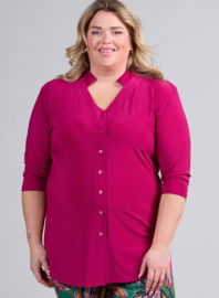 Button Tunic V-Shaped Neckline (C-2506) 056-Magenta