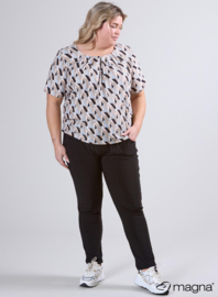 Short Sleeve Puffy Shirt (B-8018-PRINT) V31001-Block Shape Black