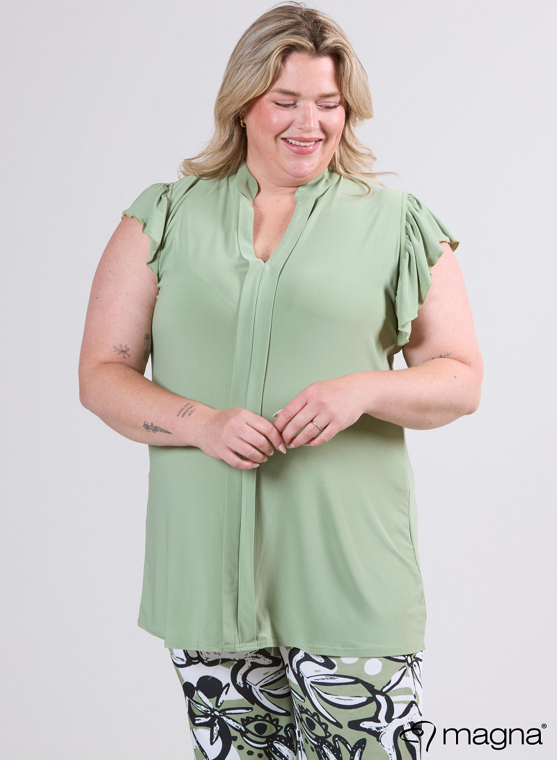 Sleeveless Frill Tunic (C-2305) 022-L.Khaki