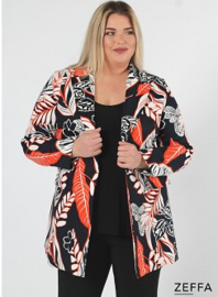 ZF-JA-1004-PR - Open Blazer Viscose Cotton Print - Y73019-Jungle Oranje