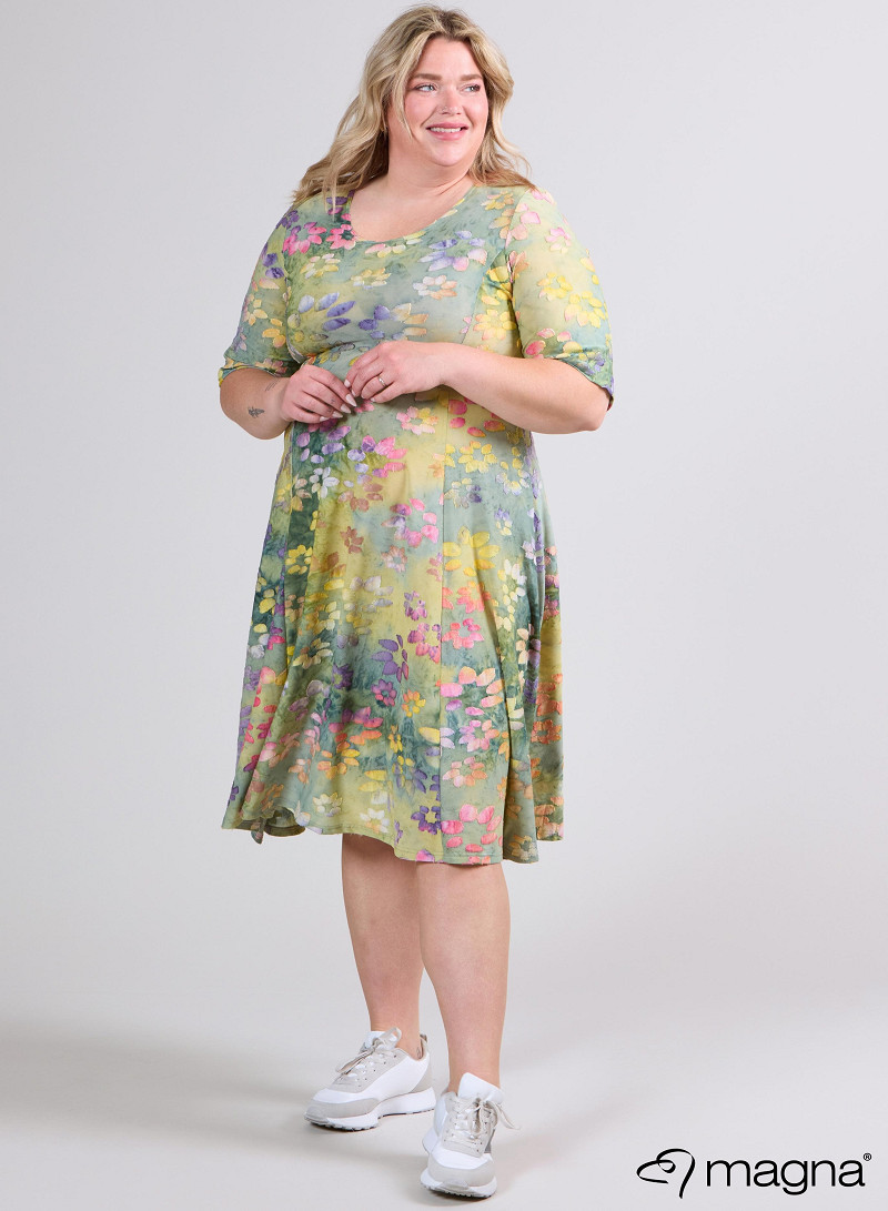 Long A-Line Dress (C-2513-MSH) T76007-Daisy Design Yellow-Green