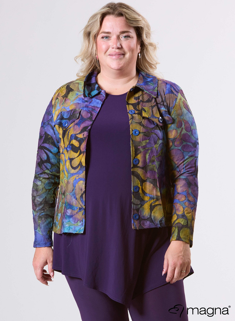 Jaquard Button Jacket (K-2402-MSH) T87059-Drop Shapes Purple