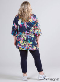 Flared Sleeves Relaxed Tunic (C-2503-PRINT) V72008-Colorful Flower Lime