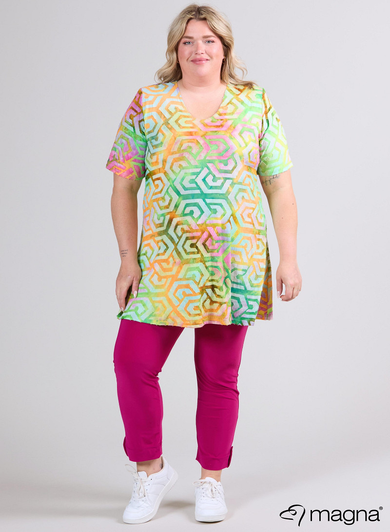 A-Line Short Sleeve Shirt (B-2508-MSH) T77008-Maze Orange-Pink-Lime