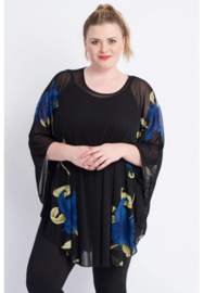 Poncho WINGS Chiffon Print Flower (M-0004-CH-FL) 060-Dr.Cobalt