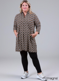 Tuniek met zakken (C-9003-LVIS-print) U82031-Retro Mozaic Khaki/Rust