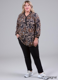 Trim Blouse (B-2424-LVP) U83061-Oriental Flower Taupe