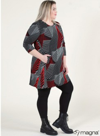 Simple Pocket Tuniek (C-2022-VISprint) Y87015-Abstract Triangle Desigen Red