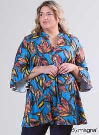 Flared Sleeves Relaxed Tunic (C-2503-PRINT) U28060-Paradise Flower Blue
