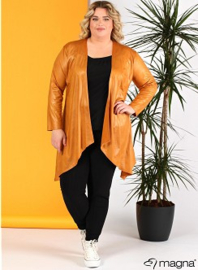 Leather Look Bolero lange mouw (A-74) 065-Oker