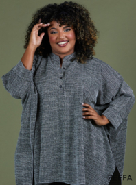 Oversized Tuniek/Ponncho (ZF-PO-1002-HVPK)  W08001-Textured BW