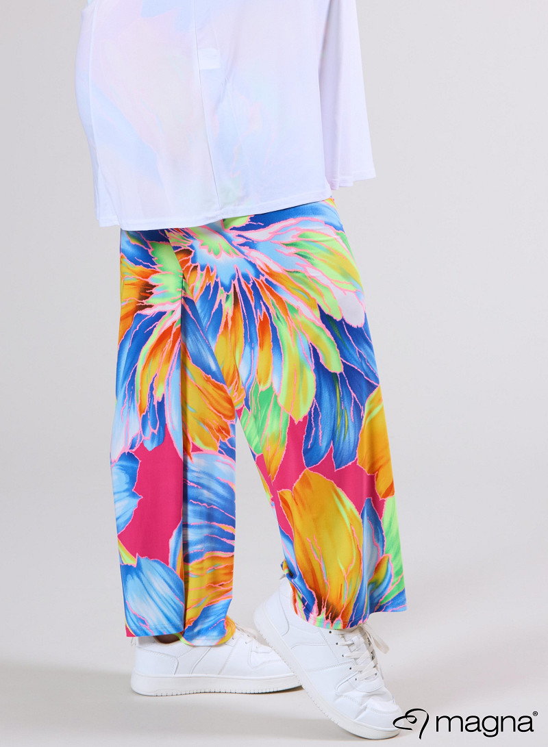 Broek Basic (D-03-PR) T75071-Neon Flower Blue-Orange